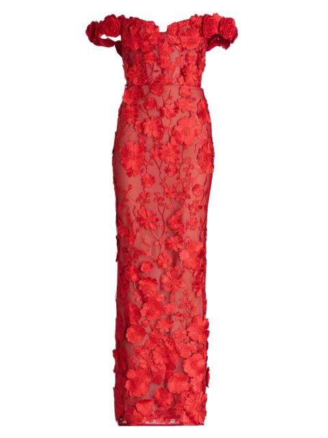 BRONX BANCO Women's Jasmine Off-the-Shoulder Gown - Red