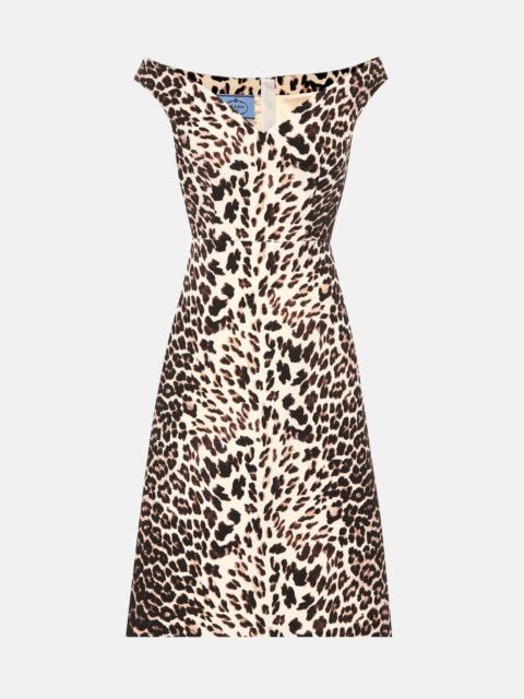 Prada Leopard-print wool midi dress