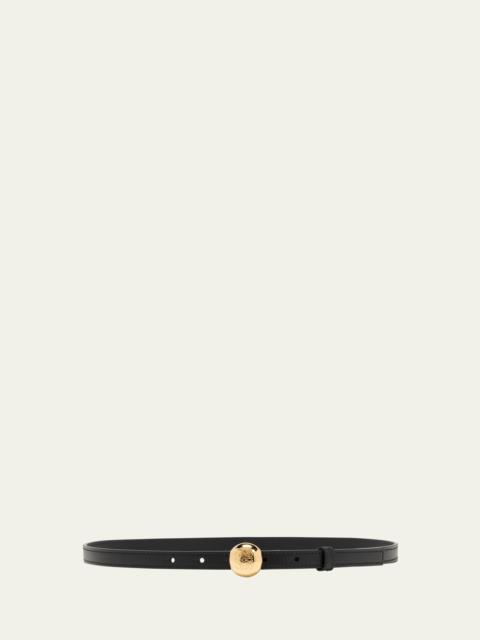 Smooth Leather Skinny Belt