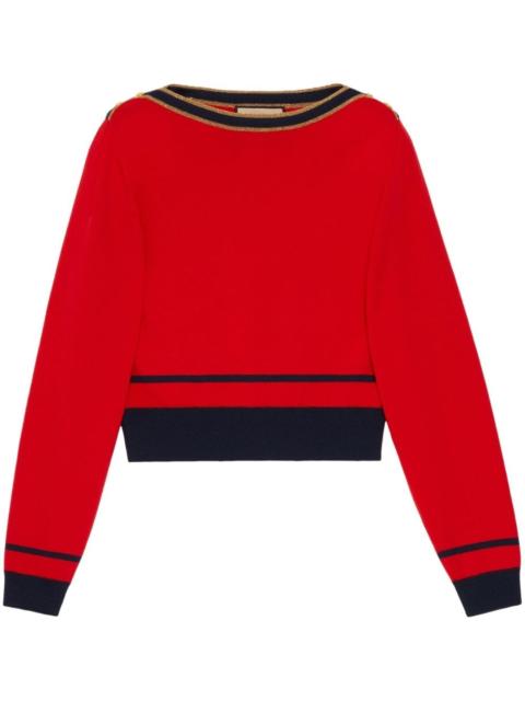 GUCCI striped-trim wool jumper