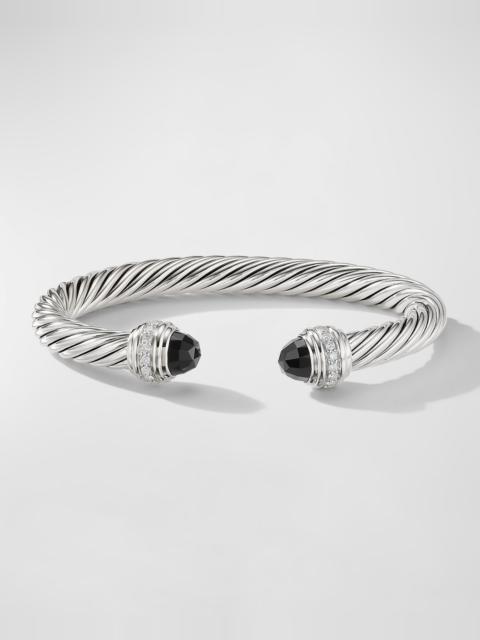 DAVID YURMAN Cable Bracelet with Gemstone and Diamonds in Silver, 7mm