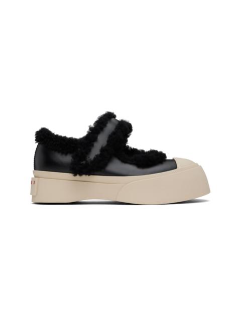 Marni Black Mary Jane Pablo Shearling Ballerina Flats