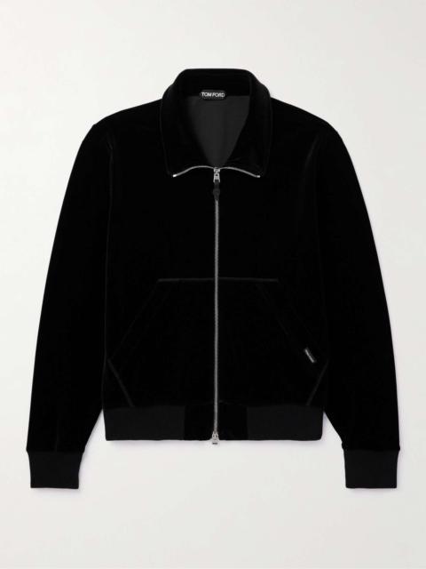 Cotton-Blend Velour Track Jacket