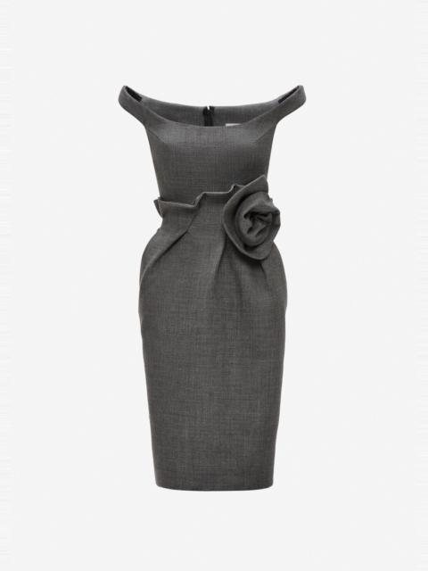 MAGDA BUTRYM Rose off-shoulder midi dress in grey