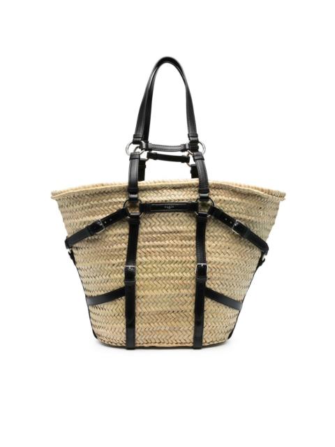 Alaïa straw leather-chain tote bag