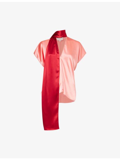 Roksanda Nava Scarf-Neck Satin Top