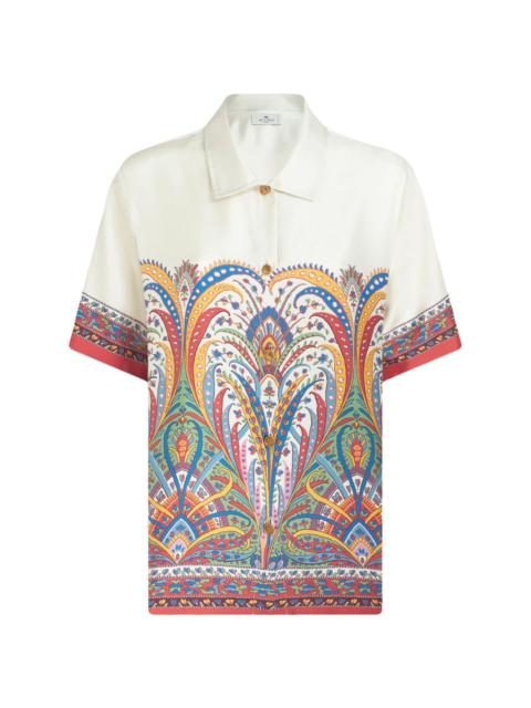 paisley-print silk-satin shirt