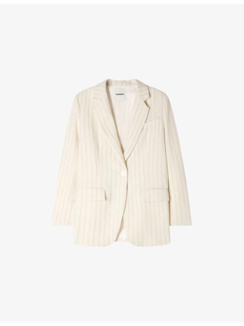 Striped Single-Breasted Woven Blazer