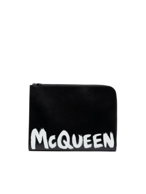 Graffiti logo-print clutch