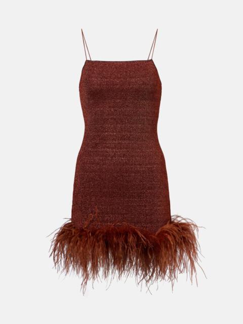 Oséree Lumière Plumage feather-trimmed minidress