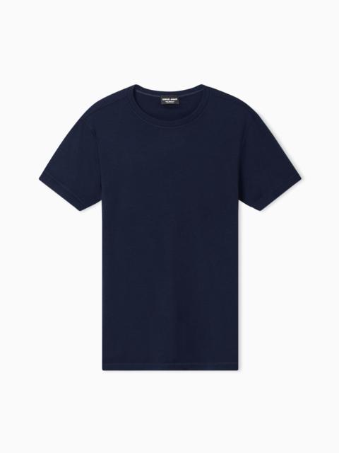 GIORGIO ARMANI ICON CREW-NECK, SHORT-SLEEVED JUMPER IN CASHMERE INTERLOCK