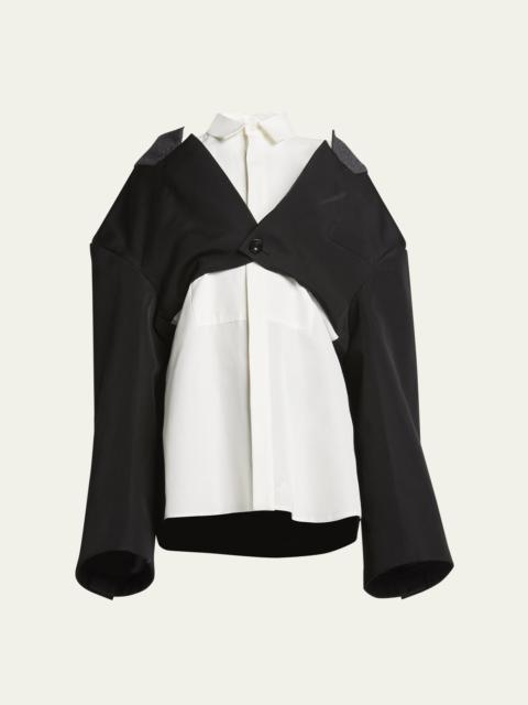 Blazer Detail Button-Front Shirtdress