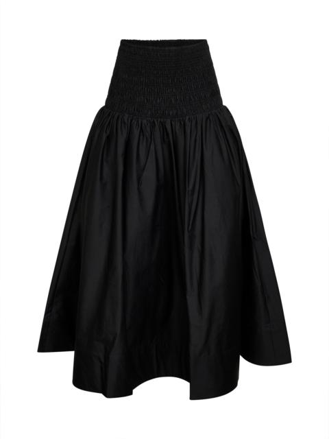 self-portrait Black cotton poplin midi skirt