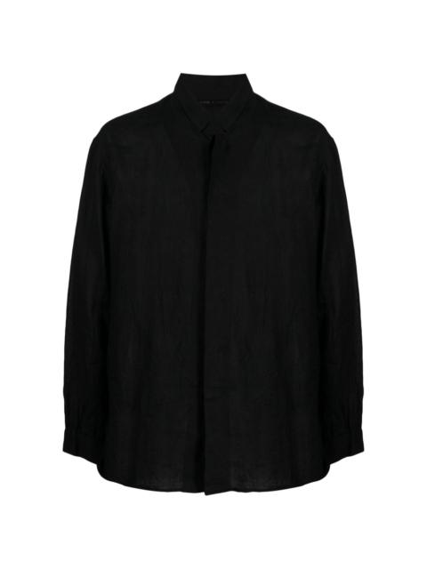 concealed-fastening virgin-wool shirt