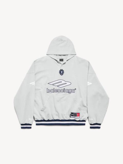 BALENCIAGA Men's 3b Football Polo Hoodie in Grey/white