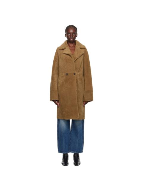 Yves Salomon Brown Double-Breasted Reversible Shearling Coat