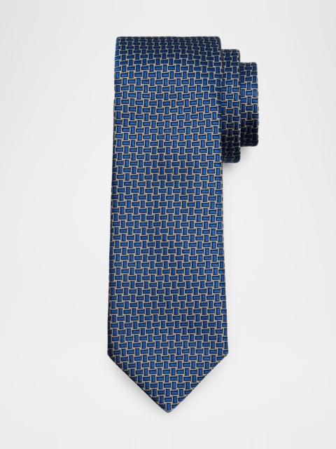Canali Men's Stacked Geometric Jacquard Silk Tie