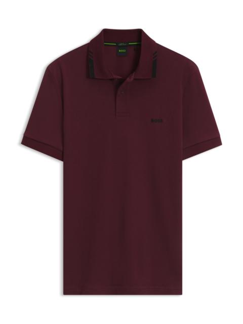 BOSS COTTON SLIM-FIT POLO SHIRT WITH CONTRAST TRIMS