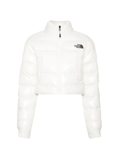 The North Face logo-embroidered cropped puffer jacket