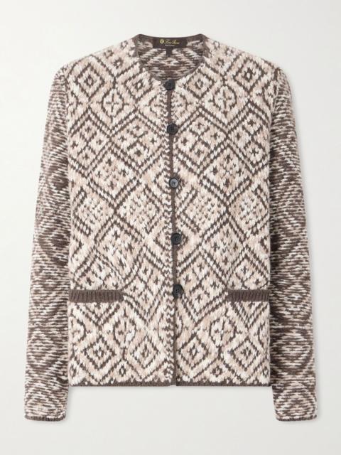 Loro Piana Jacquard-knit cashmere cardigan Beige