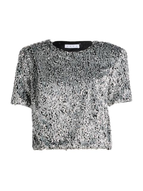 AREA Women's Metallic Beaded Crop T-Shirt - Silver