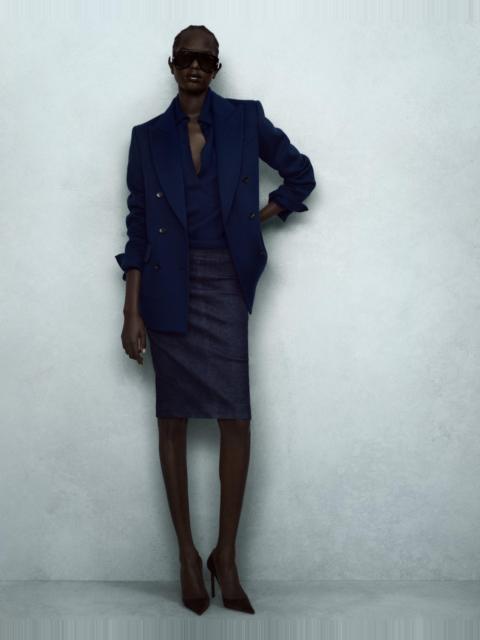 TOM FORD KNEE-LENGTH TAILORED DENIM SKIRT