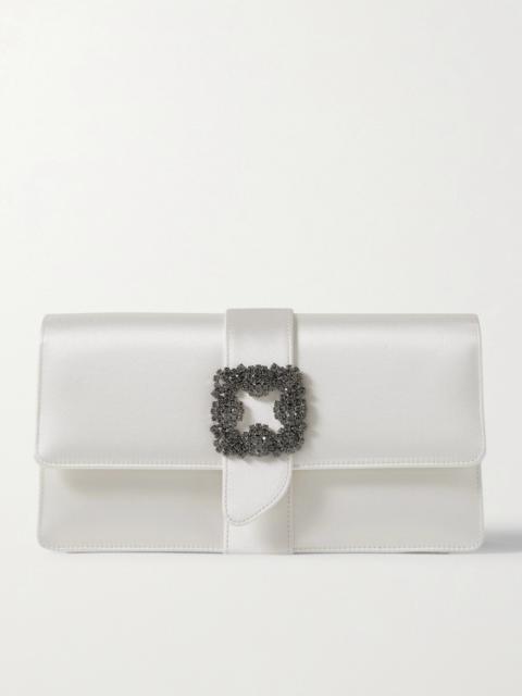 Manolo Blahnik Capri Crystal-embellished Satin Clutch