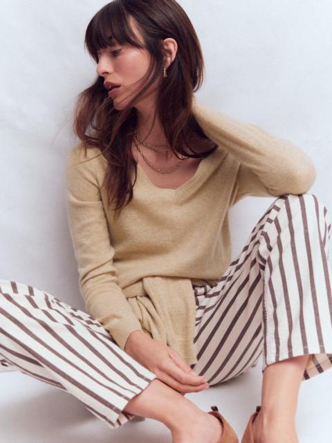BODEN Eva Cashmere V-Neck Sweater-Chinchilla Melange
