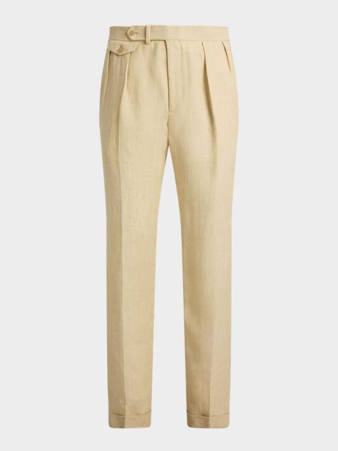 Ralph Lauren Men's Relaxed Fit Textured Linen Pleated Trousers