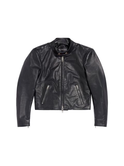 Racer zipped leather jacket