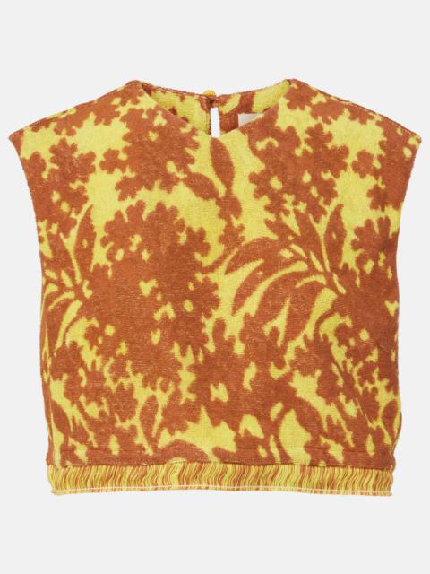 ALÉMAIS Amarillo printed cotton-blend crop top