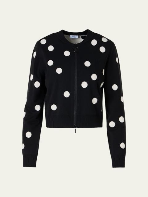 AKRIS Polka Dot Wool Zip Cardigan