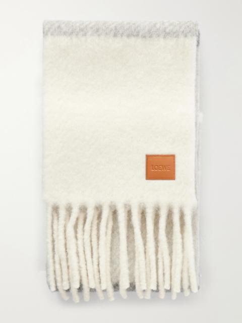 Loewe Fringed Striped Alpaca-Blend Scarf