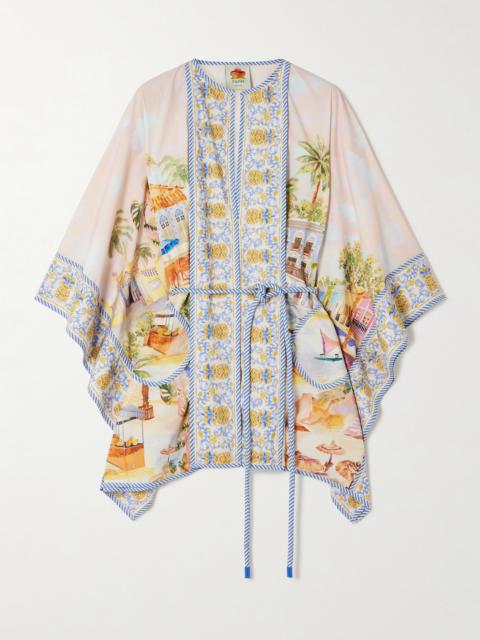 FARM RIO Aracati Belted Printed Organic Cotton-poplin Tunic