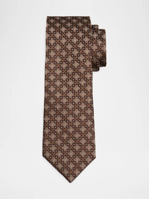 Brunello Cucinelli Men's Geometric Floral Silk Tie