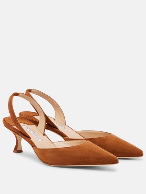 Manolo Blahnik Carolyne suede slingback pumps