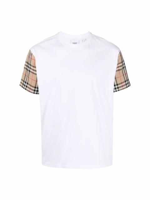 Vintage check sleeve cotton T-shirt