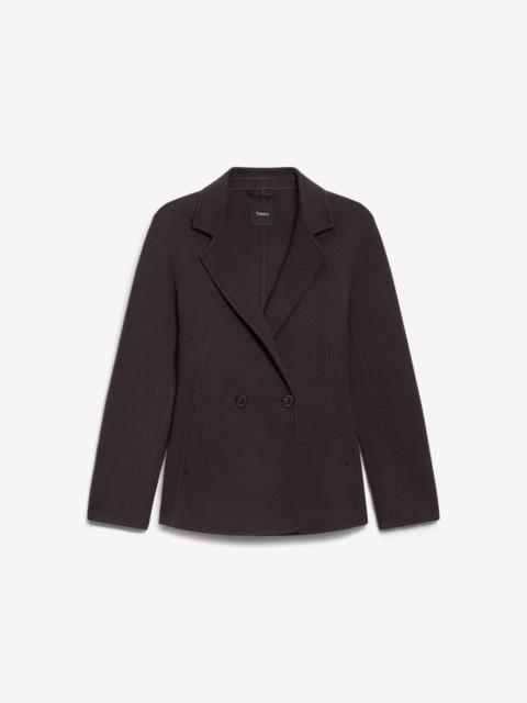 Theory Peplum Double-Breasted Blazer in Double-Face Wool-Cashmere