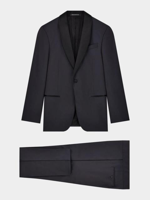 EMPORIO ARMANI Men's Wool Stretch Tuxedo with Satin Shawl Lapels