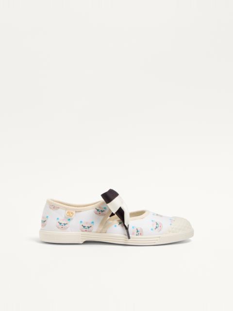 Valentino BAY BY BAY BALLERINA FABRIC SNEAKER WITH LE CHAT DE LA MAISON PRINT