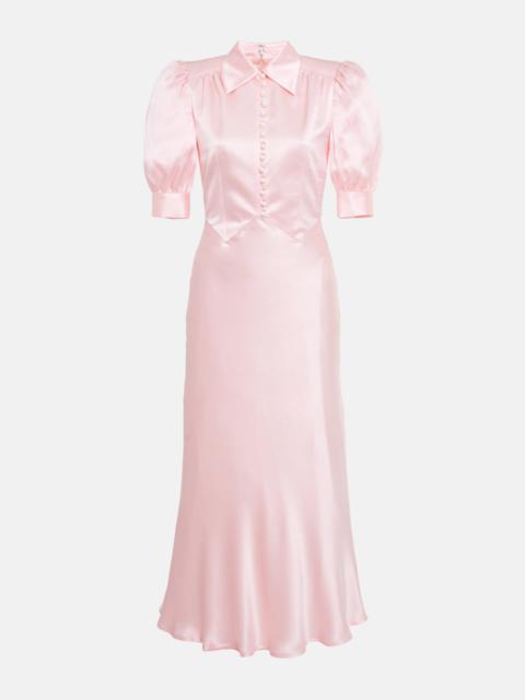 Alessandra Rich SILK SATIN DRESS WITH COLLAR AND BUTTONS
