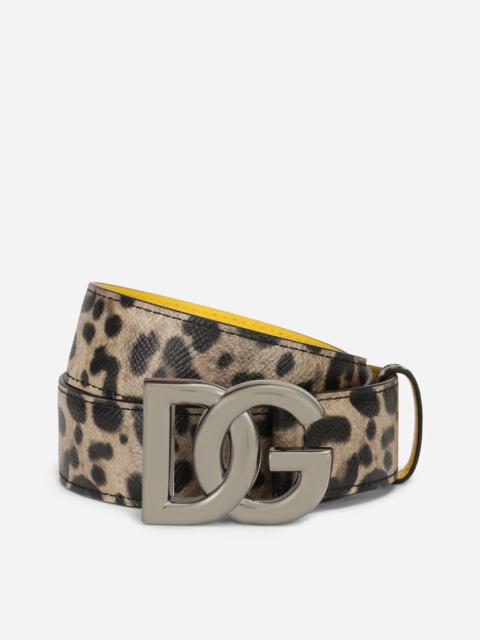 Dolce & Gabbana Butterfly-print calfskin belt