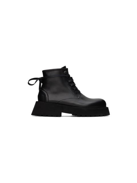 Black Micarro Lace Up Ankle Boots