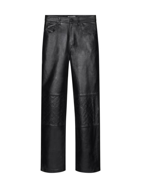 Marine Serre Moonogram Embossed Leather Wide Leg Pants