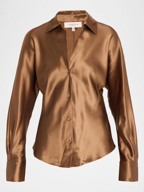 Lafayette 148 New York Dolman-Sleeve Metallic Silk Shirt