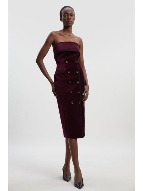 KAREN MILLEN Velvet Groisgrain Bandeau Midi Tailored Dress