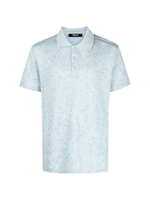 Barocco-jacquard cotton polo shirt