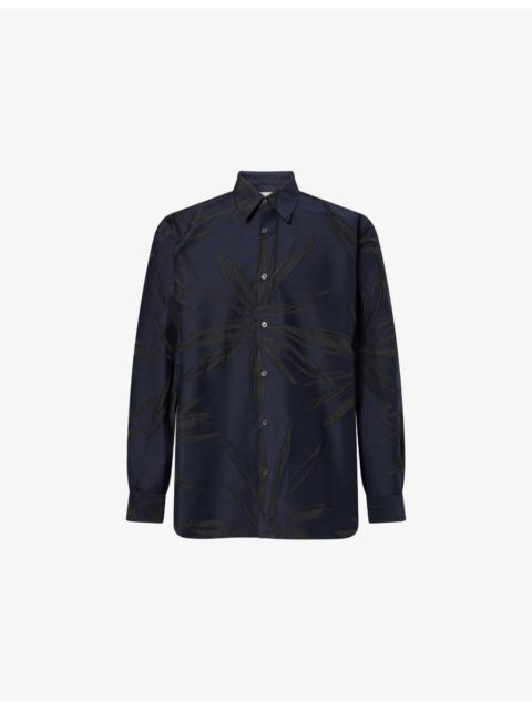 Dries Van Noten Classic-Collar Textured-Pattern Cotton-Blend Shirt