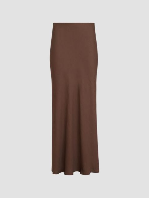Brunello Cucinelli Women's Viscose and Linen Twill Fluid Bias-Cut Skirt - Cocoa