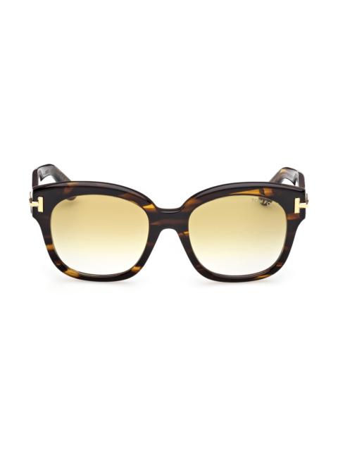 TOM FORD Women's Icon 55MM Square Sunglasses - Striped Brown